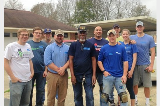 Members of Entergy's Veterans Employee Resource Group helped veteran Frank Washington repair his flood-damaged home in Baton Rouge.